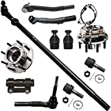 Detroit Axle - 4x4 SRW Front Wheel Hub and Bearings + Ball Joints Outer Tie Rods Kit Replacement for 2005-2010 Ford F-250 F-350 SD - 11pc Set