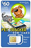 SpeedTalk Mobile 1 Year Pet GPS Tracker SiM Card | 3 in 1 Simcard Standard, Micro, Nano - GSM 4G 5G LTE for Dog Cat Tracking and Activity Devices