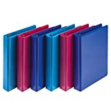 Samsill Fashion Mini 3 Ring Binders 1 Inch / 7.5" x 9.1" Fits 8.5" x 5.5" Paper and Sheet Protectors/Dragon Fruit, Blueberry, Blue Coconut / 6 Pack Mini Binders, Model Number: MP28609