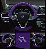 Winter 38cm Premium Soft Short Fur Car Steering Wheel Cover High-Density Warm Plush Steering Wheel Protector Cover Purple