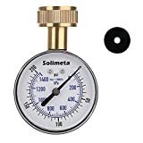 Solimeta 2-1/2" Water Pressure Test Gauge, 0-200 psi/kpa, 3/4" Female Hose Thread