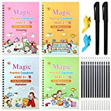 4 PCS Magic Practice Copybook for Kids, Handwriting English Reusable Magical Practice Copy Books for Kids Tracing Book Letter Writing Book