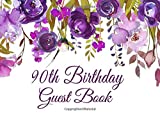 90th Birthday Guest Book: Purple Floral 90th Birthday Guest Book for Women with Gift Log, Sign In Guests at Birthday Parties