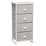 Giantex Dresser Storage Tower Nightstand W/Fabric Drawers, Sturdy Steel Frame and Wood Top Organizer Unit for Bedroom, Living Room, Entryway,Closets End Table Storage Unit (37(H), White)