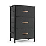 ROMOON Nightstand Chest with 3 Fabric Drawers, Bedside Furniture,Lightweight Accent Table, Storage Drawer Unit with Wood Top Fabric Bins for Bedroom, College Dorm, Closets,Nursery - Dark Gray