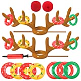 2022-NEW-VERSION Inflatable Reindeer Antler Ring Toss Game, 2 Anlters & 16 Rings, Christmas Ring Toss for Christmas Party Games, US Patented