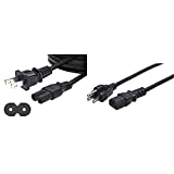 Amazon Basics Replacement Power Cable for PS4 Slim and Xbox One S / X - 6 Foot Cord, Black & Computer Monitor TV Replacement Power Cord - 3-Foot, Black