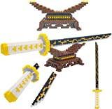 BEEGO Demon Slayer Sword Building Kit Compatible with Lego, Anime Zenitsu Sword Building Bricks, Katana Sword Sets with Sword Holder Building Blocks