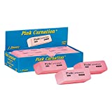 Dixon Pink Carnation Wedge Erasers, Medium, Pink, 2" x .75", 12-Pack (38900)