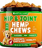 Hemp Hip and Joint Supplement for Dogs - Natural Glucosamine for Dogs, Chondroitin, Hemp Oil, MSM - Mobility & Flexibility Support - Advanced Joint Health, Pain Relief - Made in USA - 180 Soft Chews