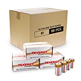 Tenergy 1.5V D Alkaline LR20 Battery, High Performance D Non-Rechargeable Batteries for Clocks, Remotes, Toys & Electronic Devices, Replacement D Cell Batteries, 96 Pack