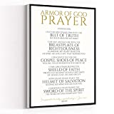 Canvas Wall Art Modern Art Print Armor Of God,Christian Spiritual Warfare Prayer Wall Art,Victorious Christian Living Quotes Painting Artwork Wall Decor For Home Office Wooden Frame Ready To Hang 8"X12"