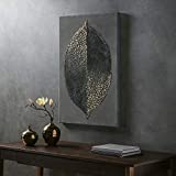 Madison Park Wall Art Living Room Dcor - Hand Embelished Gold Foil Canvas, Home Accent Luxe Room Decoration, Ready to Hang Painting for Bedroom, 23.6" x 35.4", Charcoal/Gold Leaf