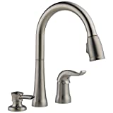 Delta Faucet Kate Pull Down Kitchen Faucet Brushed Nickel, Kitchen Faucets with Pull Down Sprayer, Kitchen Sink Faucet, Faucet for Kitchen Sink, Soap Dispenser, Stainless 16970-SSSD-DST