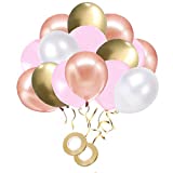 Pink Gold Balloons 60pcs Rose Gold Balloon 12 inch Metallic Gold and White Latex Balloons for Party Graduation Wedding Birthday Baby Shower Decorations