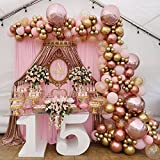 BALONAR 135Pcs DIY Pink and Rose Gold Garland Balloons Kits with 22Inch 4D Rose Aluminum Balloons for Bridal Shower Girl Birthday Party Celebration Wedding Baby Shower Ceremony Anniversary Balloon Chain. (Pink)