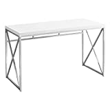 Monarch Specialties Computer Contemporary Home & Office Desk-Scratch-Resistant, 48" L, Glossy White/Chrome Metal