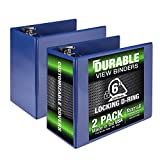 Samsill Durable 6 Inch Binder, Made in The USA, D Ring Customizable Clear View Binder, Blue, Pack of 2 (MP26X422)