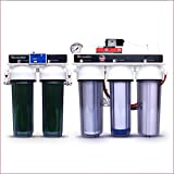 LiquaGen- Aquarium Reef Reverse Osmosis Deionization (RODI) Water Filter System + TDS Meter, Pressure Gauge and Electrical High Flow Booster Pump| Ultimate Water Purifier for Fish Tanks & More