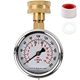 UHARBOUR Glycerin Filled Water Pressure Gauge 200psi/14bar, 2-1/2" Dial,Stainless Steel Case, Brass Inside Construction, Female 3/4"NPT Rear Connection for Garden Hose Thread