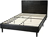 Amazon Basics Faux Leather Upholstered Platform Bed Frame with Wooden Slats, Queen