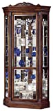 Howard Miller Boyer Corner Curio Cabinet 547-164  Embassy Cherry Finish, Distressed Home Decor, Seven Glass Shelves, Eight Level Display Case, Locking Front Door & Halogen Light