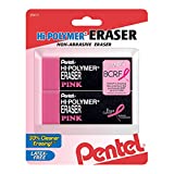 Pentel Hi-Polymer Erasers, Pink, Pack of 2