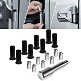 Door Pin Guides & Door Bushing Removal Tool For Jeep Wrangler JK JKU JL JLU Sports Sahara Freedom Rubicon Unlimited & Gladiator JT 2/4-Door 2007-2021 Stainless Steel Hinge Bolts Guides Liners (17 Pcs)