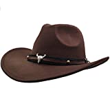 IFSUN Men & Women's Fur Felt Cowboy Hat Wide Brim Western Outback Brown