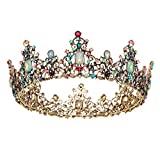 SWEETV Jeweled Baroque Queen Crown - Rhinestone Wedding Crowns and Tiaras for Women, Costume Party Hair Accessories with Gemstones,Victoria