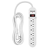 DEWENWILS 6-Outlet Surge Protector Power Strip, 10FT Long Extension Cord, 560Joules Surge Protection, 15 Amp Circuit Breaker, Low Profile Flat Plug, Wall Mountable, White, UL Listed