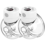 Luxlady Wearable Breast Pump Hands Free, Electric Portable Wireless Milk Pump with LCD Display, 2 Mode & 9 Levels, Quiet, Painless & Rechargeable, 24mm Flange, Double Side, 2 Pack