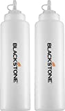 Blackstone 5071 Premium Leak-Free 32 oz Large Set of 2 Durable Clear Food Dispenser Squeeze Squirt Bottle Griddle Accessory with Cap for Sauces, Oil, Condiments,Salad Dressings, Water