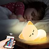 MUBAREK Night Light for Kids Lamp+Baby Night Light, 16 Colors Cute Night Light Lamp Nursery Lamp, Tap Control Hello Kitty Stuff Girls Bedroom Decor, Remote+USB Kawaii Stuff Cat Decor, Kids Night Light