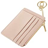 Sodsay Card Case Slim Front Pocket Wallet for Women Credit Card Holder with Keychain(Smooth Pink Champagne)
