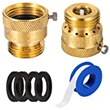 Breezliy 2-Pack Brass Vacuum Breaker Set 3/4" Anti-Siphon Hose Bib Valve for Garden Spigot RV Hose Connection Backflow Preventer Connector with Tape and Extra washers