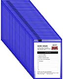 50 Pieces Dry Erase Pockets Reusable Plastic Sleeves Shop Holder Order Pockets Clear Sleeves Tickets Folders Job Ticket Shop Holder Order Pockets Teacher Supplies for Classroom Organization (Blue)