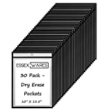 30 Pack Dry Erase Pockets  Black  by Essex Wares  for Teacher Lessons in a Classroom or for Use at Your Home or Office  10 x 13.5 - Fits Standard Paper