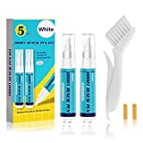 NADAMOO Grout Pen White, 2 Pcs Large Size 20ml Tile Grout Paint Pen, Grout Shine Touch Up Repair Marker Tile Gap Coating- Restore and Renew Grout Line, with 2 Replacement Nibs and 1 Cleaning Brush