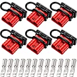 Boao 6 Sets 6-10 Gauge Battery Quick Connector 50A 12-36V Battery Quick Connect Disconnect Battery Quick Wire Harness Plug Kit Battery Quick Connector Disconnect Plug for Motor Winch Trailer (Red)