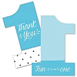 Big Dot of Happiness 1st Birthday Boy - Fun to be One - Shaped Thank You Cards - First Birthday Party Thank You Note Cards with Envelopes - Set of 12