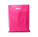 Small Merchandise Bag for Small Business Plastic Shopping Bag for Retail Plastic Die Cut with Handle from ysmile 100 ct 5.9"x7.8" Extra Thick 2.5 Mil - Rose/Pink