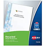 Avery Clear Recycled Economy Weight Sheet Protectors, Top Load, 100 Document Protectors (75539)