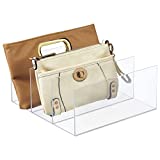 mDesign Plastic Woman Purse, Handbag Organizer, Perfect Closet Divider Storage System for Zipper Bag, Clutch, Wallet, Pocket Cabinet Organization, Bedroom Space-Saving, Lumiere Collection - Clear