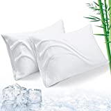 VENTEOS Viscose from Bamboo Pillowcase Queen 2 Pack - Silk Cooling Pillowcase Set of 2, Satin Pillowcases for Hair and Skin, Soft & Breathable Pillow Cases with Envelope Closure,White,20x30 inches