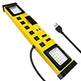 Digital Energy 6 Outlet Heavy Duty Surge Protector Power Strip with LED Worklights - AC 15A 125V 60Hz 1875W SJT 14AWG/3C - 2 USB Ports DC 5V 3.4A - 2 LED Lamps 500 Lumen 20W - 6 FT