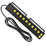 10-Outlet Heavy Duty Power Strip with LED Work Light, Wall Mount Long Power Strip with USB Ports, 6.56 FT Power Cord 1350 Joules Outlet Surge Protector for Workshop Garage Industrial (ETL Listed)