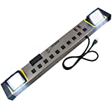 ZESEN 10-Outlet Power Strip with LED Worklight Surge Protector 4ft Cord with Dual Smart USB, Workshop/Garage/Office/Home, ETL Listed