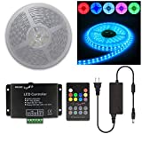 10FT 20FT 50FT 100FT 120FT 150FT 160FT 180FT 200FT 12V 60LEDs/M IP65 Waterproof RGB SMD 5050 LED Strip Light Flexible w/ Music Sensed Controller & Power Supply (200)