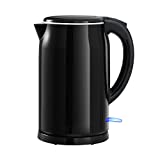 Mecity Double Wall Electric Kettle Stainless Steel Interior 1500W Fast Heating Tea kettle 1.7 Liter Cool Touch Hot Water Boiler Auto Shut Off Quick Water Warmer Cordless Water Kettles